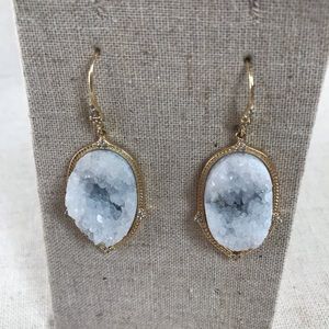 Jewelry - Blue gemstone druzy earrings - blue gold Jewelry - Blue gemstone druzy earrings - blue gold